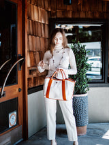 Paolina Tote - Handmade Italian Leather and Canvas Convertible Tote