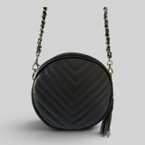 Viti - Italian Leather Round Chevron Shoulder Bag