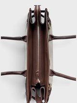 Leandra - Italian Leather & Canvas East West Satchel Shoulder Bag