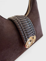Celeste - Suede-Look Shoulder Bag with Woven Detail in Alt-Leather