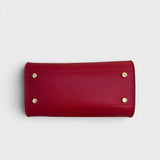 Meelana - Italian Leather Classic Satchel Handle Bag with Kelly Inspired Gold Twist Lock
