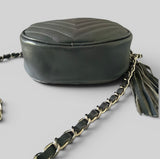 Viti - Italian Leather Round Chevron Shoulder Bag