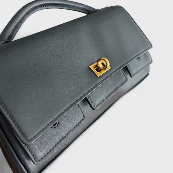 Bellina - Italian Leather Convertible Clutch Bag with Twist Lock