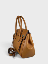 Audrey - Italian Leather Classic Brown Structured Satchel Bag