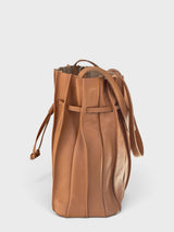 Cammello - Italian Leather Pleated Roomy Bucket Bag with Included Pochette