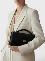 Bellina - Italian Leather Convertible Clutch Bag with Twist Lock