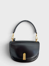 Celia - Italian Luminous Leather Satchel Bag with High Gloss Finish