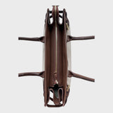 Leandra - Italian Leather & Canvas East West Satchel Shoulder Bag