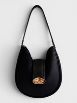 Celeste - Suede-Look Structured Hobo Bag with Woven Detail in Premium Alt-Leather