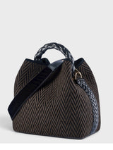 Vittoria - Handmade Italian Fabric Chevron Print Handbag with Braided Handle and Velvet Shoulder Strap