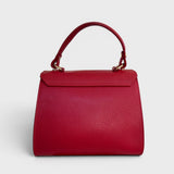 Meelana - Italian Leather Classic Satchel Handle Bag with Kelly Inspired Gold Twist Lock