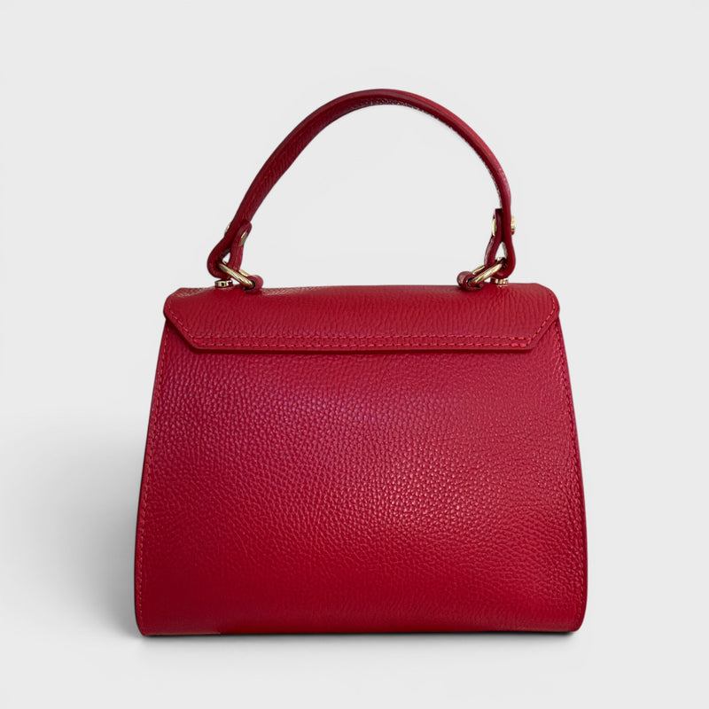 Meelana - Italian Leather Classic Satchel Handle Bag with Kelly