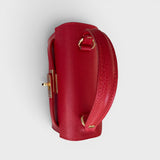 Meelana - Italian Leather Classic Satchel Handle Bag with Kelly Inspired Gold Twist Lock