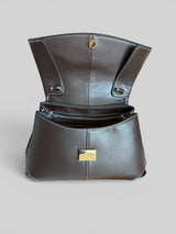Charlotte- Italian Leather Structured Architectural Silhouette Top-Handle Bag