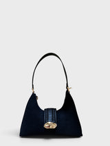 Celeste - Suede-Look Shoulder Bag with Woven Detail in Alt-Leather