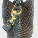 Vittoria - Handmade Italian Fabric Chevron Print Handbag with Braided Handle and Velvet Shoulder Strap