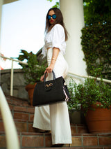 Alessia Tote - Handmade Italian Croc-Embossed Leather & Zebra Print Cowhide Tote