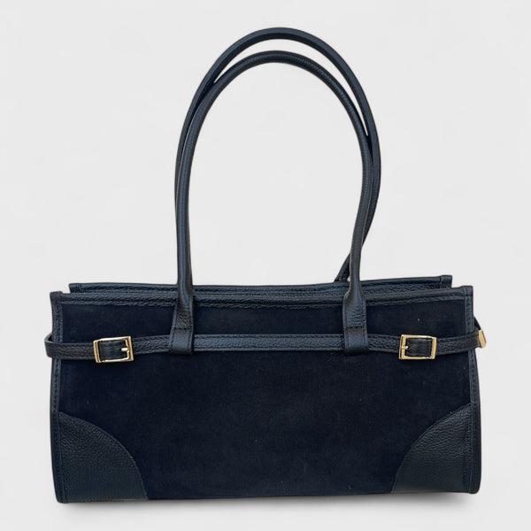Toscana -Italian Suede & Leather East West Satchel Shoulder Bag