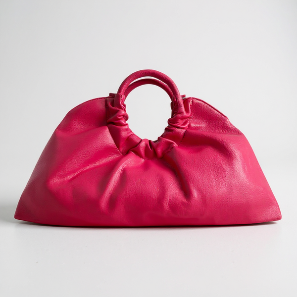 Desiraye - Faux Leather Double Hoop Top Handle Bag