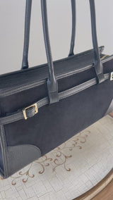 Toscana -Italian Suede & Leather East West Satchel Shoulder Bag