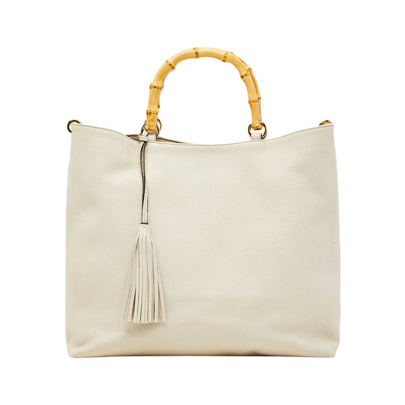 Lia Tote Handmade Italian Leather Large Tote with Bamboo Handle